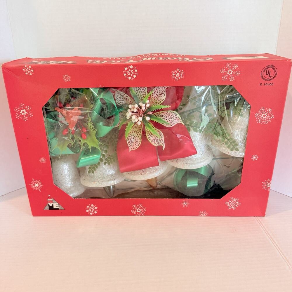 Vintage 1950s Ringalite Illuminated Christmas Wall Hanging Bells Decor In Box